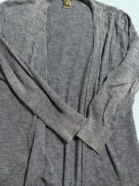 Ann Taylor Charcoal Open-Front Knit Cardigan